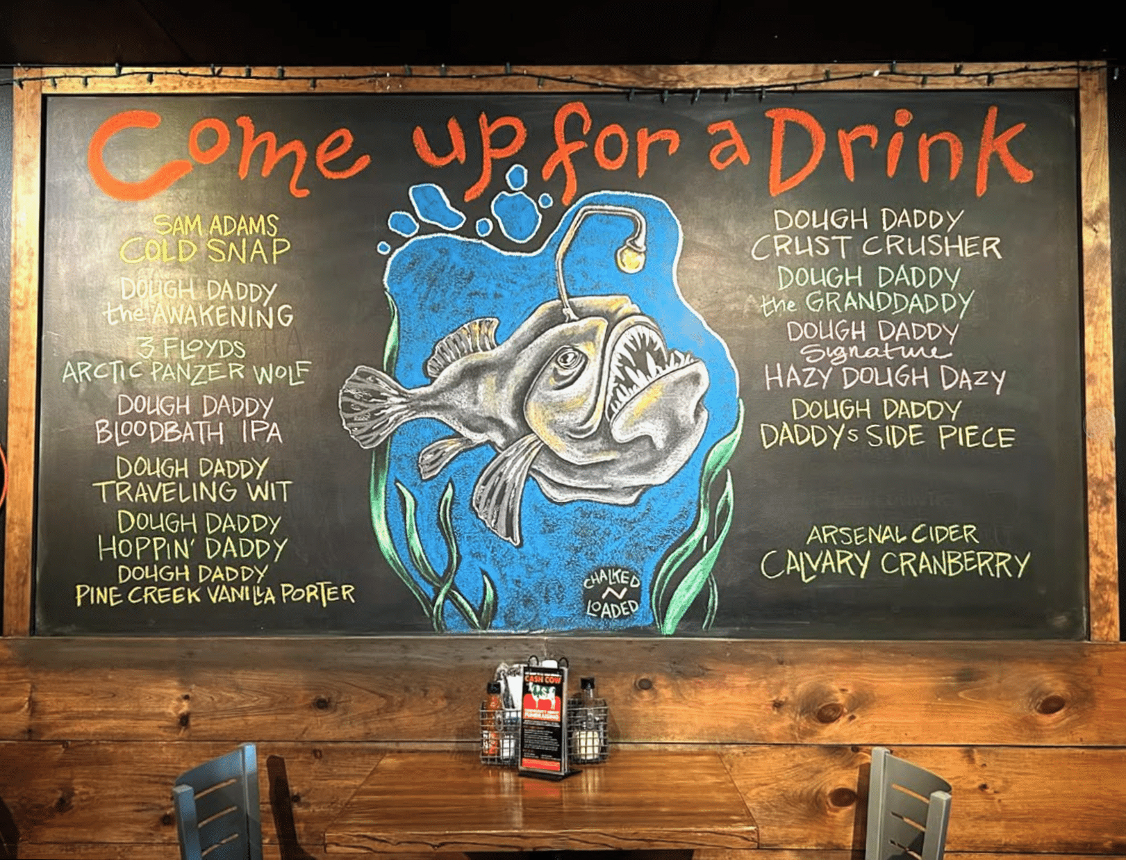 Black angler fish art by Chalked N Loaded at Caliente.